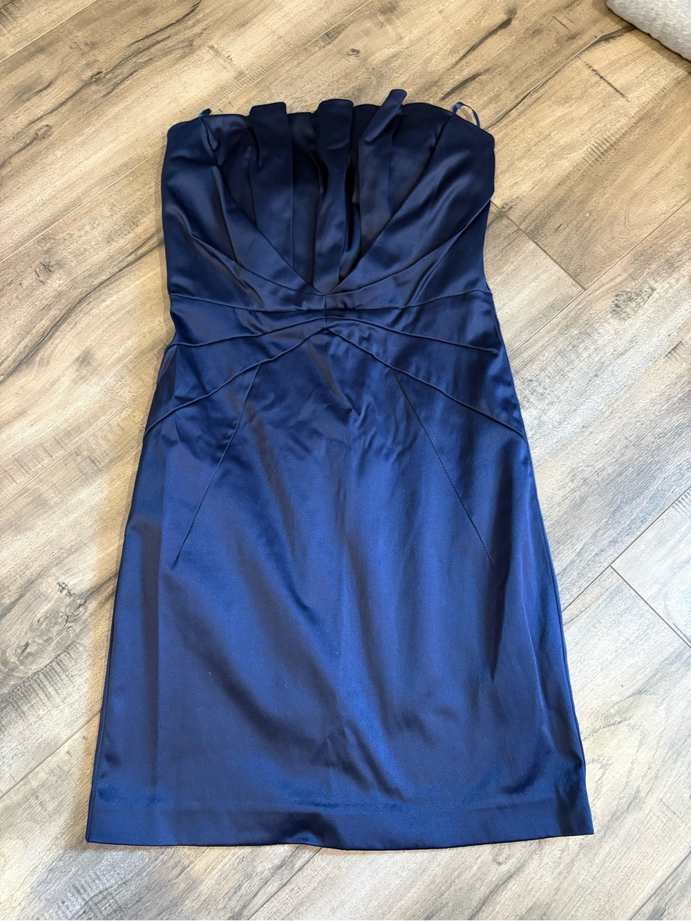 Dynamite Strapless Navy Satin Cocktail Dress